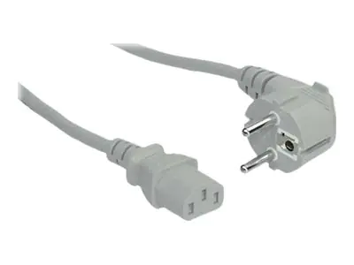 InLine - Stromkabel - power CEE 7/7 (M) zu power IEC 60320 C13 - 2 m - 90° Stecker - Grau