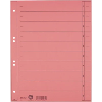 Leitz Trennblatt DIN A4, Überbreite Manilakarton, recycelt rot schwarz 100 St./Pack.