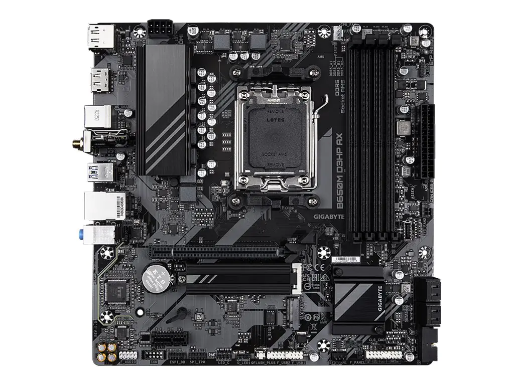 Gigabyte B650M D3HP AX - 1.0 - Motherboard - micro ATX - Socket AM5 - AMD B650 Chipsatz - USB 3.2 Gen 1, USB-C 3.2 Gen 1 - 2.5 Gigabit LAN, Wi-Fi 6E, Bluetooth - Onboard-Grafik (CPU erforderlich)