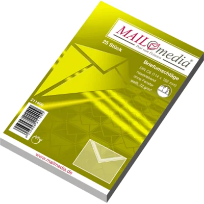 MAILmedia Briefumschlag DIN C6 162 x 114 mm (B x H) ohne Fenster 72g/m² mit gummierter Klappe Offsetpapier weiß 25 St./Pack.