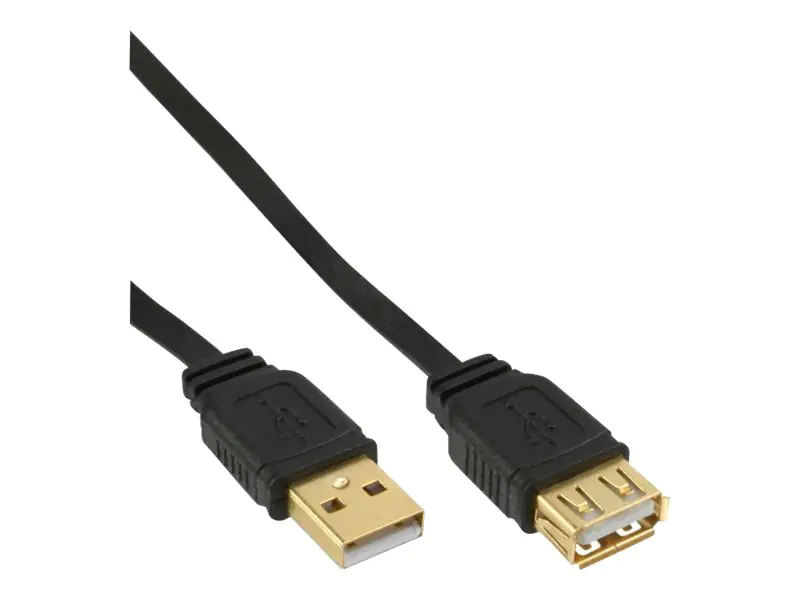 InLine - USB-Verlängerungskabel - USB (W) zu USB (M) - USB 2.0 - 2 m - flach - Schwarz