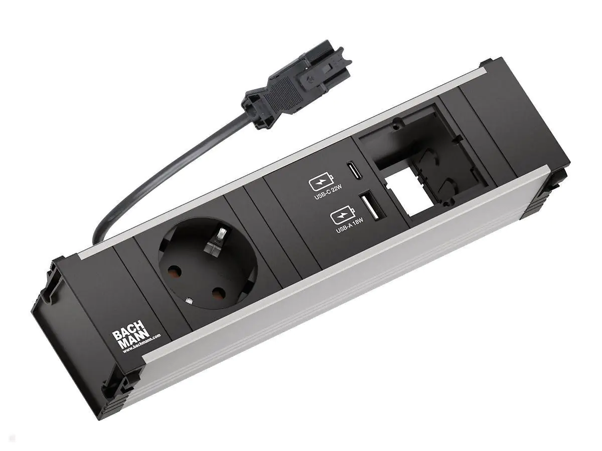 Bachmann CONI Steckdoseneinheit 1x Steckdose, 1x USB-A/C-Charger, 1x CM