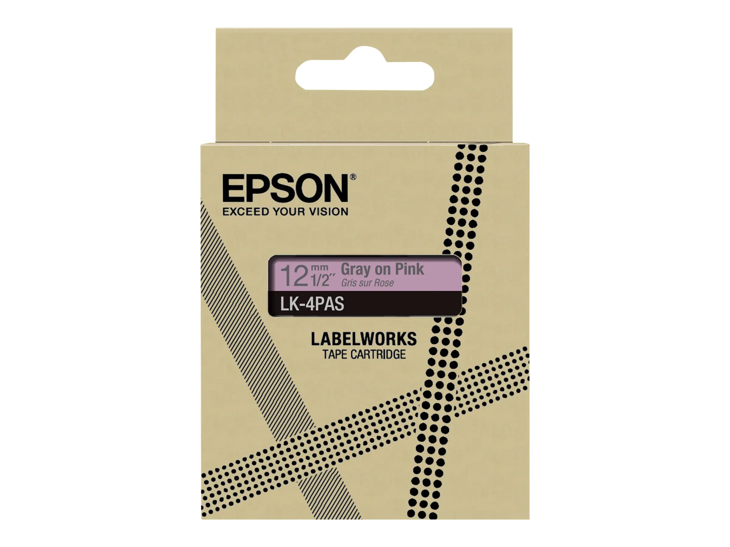 Epson LabelWorks LK-4LAS - Grau auf Blau - Rolle (1,2 cm x 8 m) 1 Kassette(n) Hängebox - Bandkassette - für LabelWorks LW-C410, LW-C610