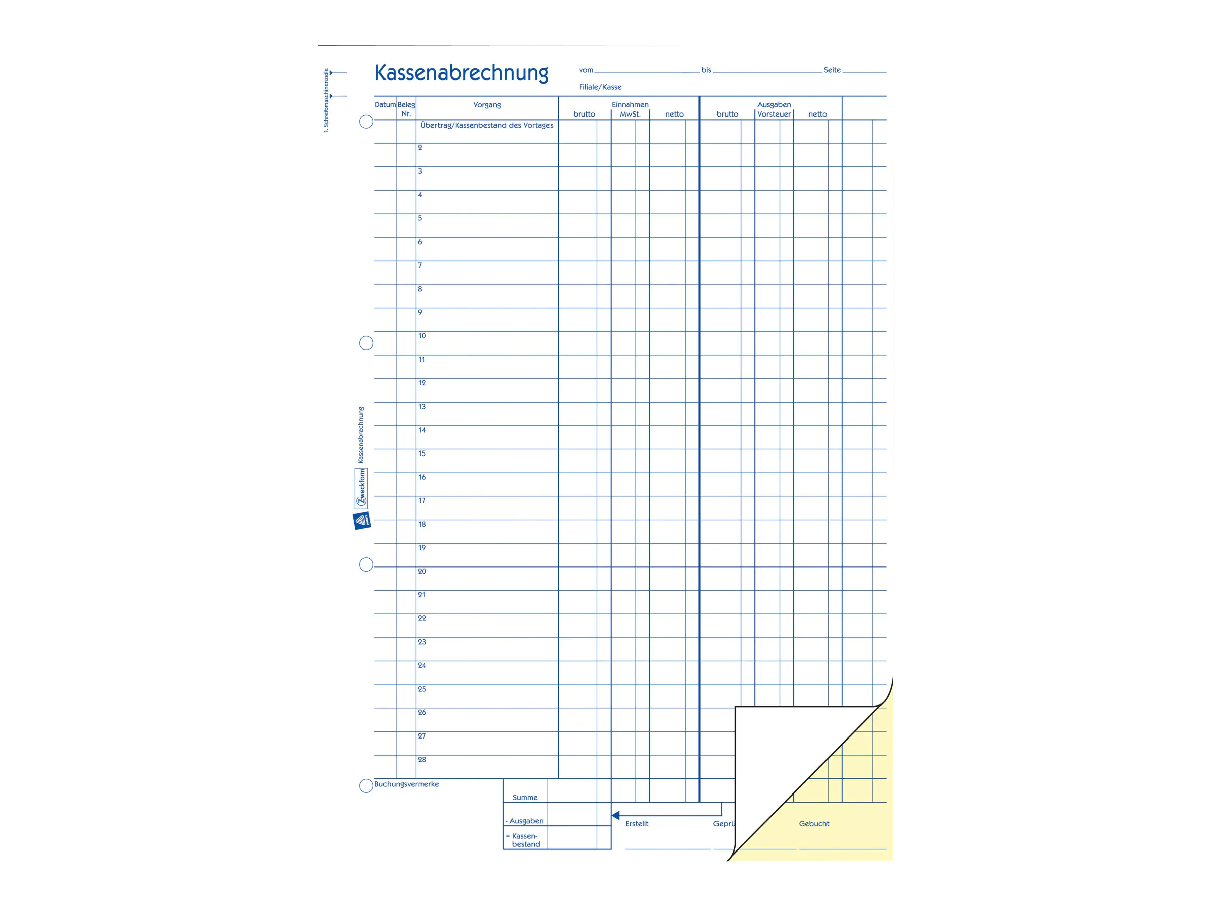 Avery Zweckform Kassenbericht - 50 Blatt - A4 (210 x 297 mm) 427