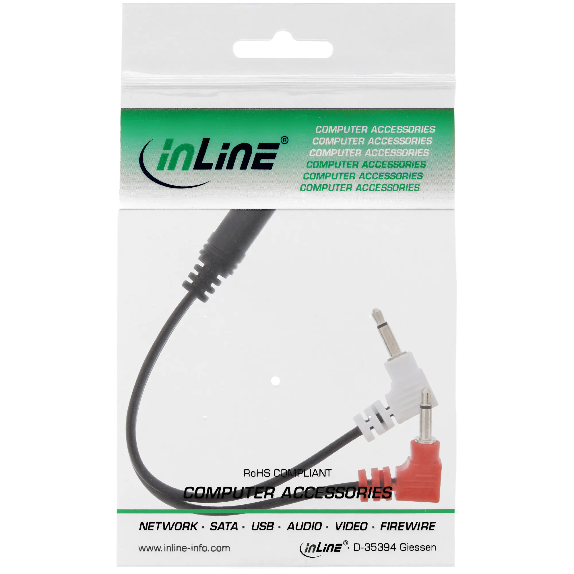InLine Audio Kopfhörer Flugzeug-Adapterkab. - 2x 3,5mm ST / 3,5mm BU 3pol - 0,15m 99313I