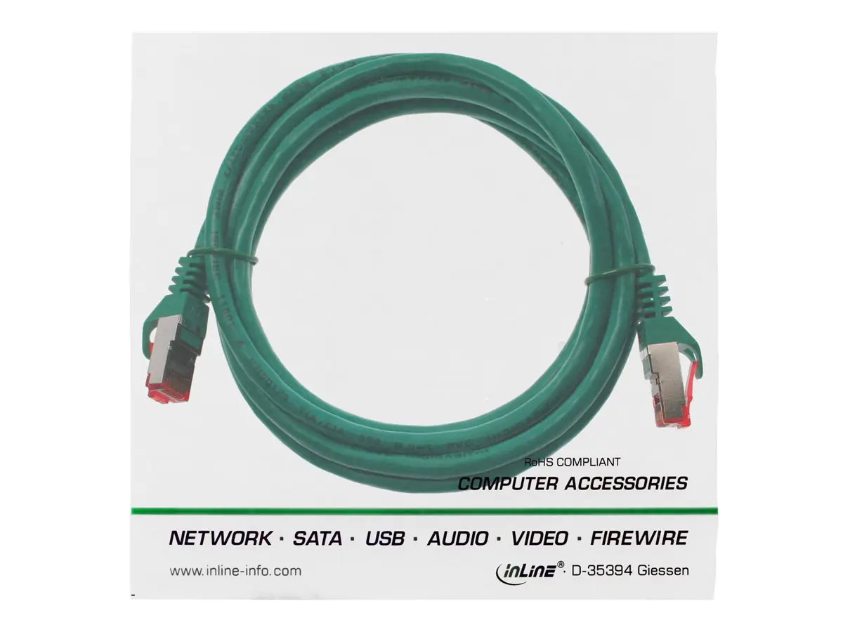 InLine Patchkabel - S/FTP (PiMf) - Cat.6 - 250MHz - PVC - CCA - grün - 0,5m 76150G