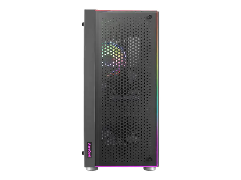 AeroCool Skribble - Mid tower - ATX - Seitenteil mit Fenster (gehärtetes Glas) - keine Spannungsversorgung (ATX) - Schwarz - USB/Audio