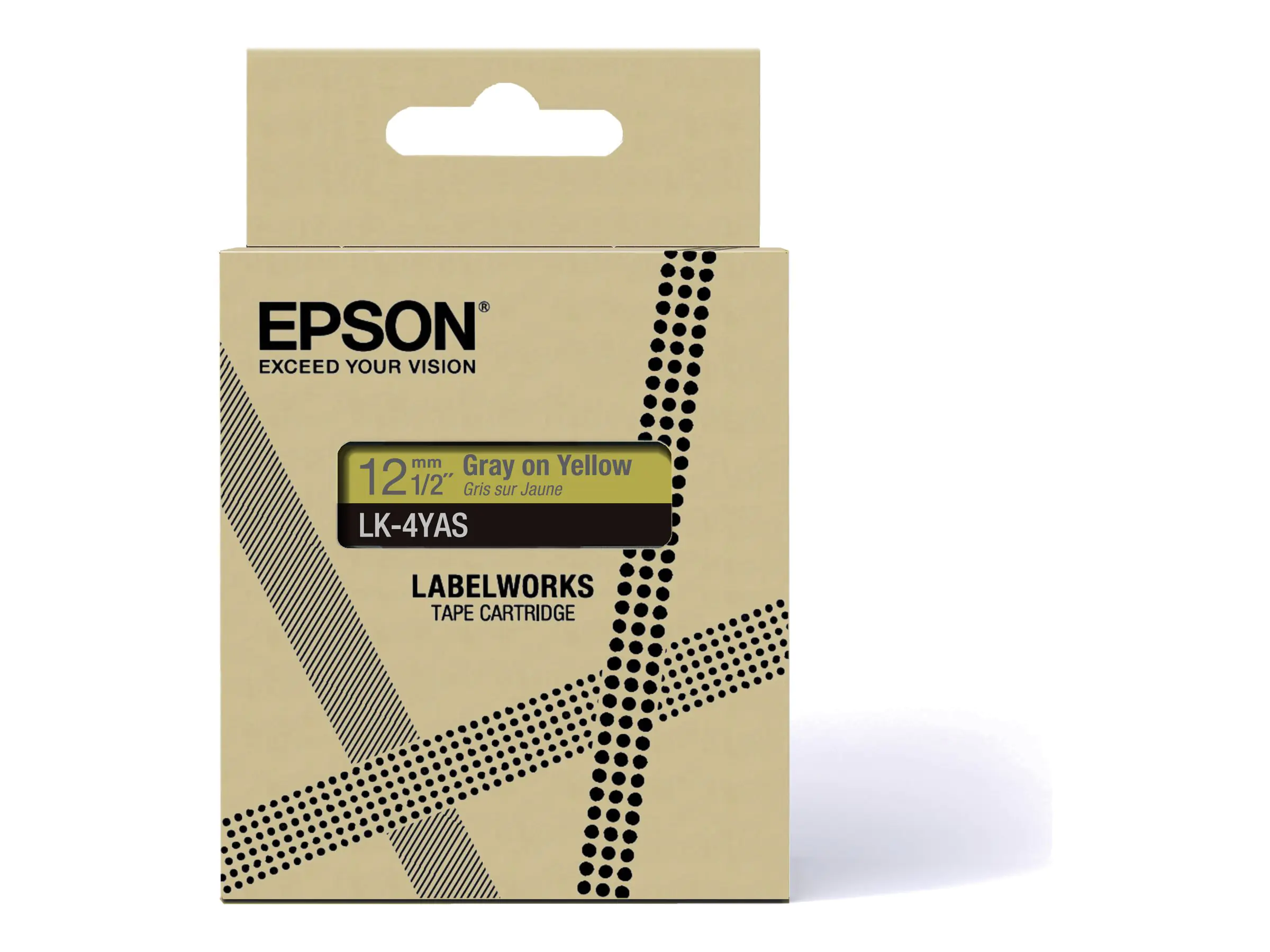 Epson LabelWorks LK-4YAS - Grau auf Gelb - Rolle (1,2 cm x 8 m) C53S672104