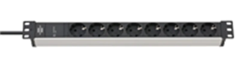 Brennenstuhl 1390007308, 2 m, Drinnen, IP20, Aluminium, Kunststoff, Schwarz, Silber, 8 AC-Ausgänge