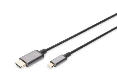 DIGITUS - Adapterkabel - 24 pin USB-C männlich zu HDMI männlich - 1.8 m - Schwarz - 4K Unterstützung, unterstützt 21:9 Kinoformat DIGITUS - Adapterkabel - 24 pin USB-C männlich zu HDMI männlich - 1.8 m - Schwarz - 4K Unterstützung, unterstützt 21:9 Kinoformat