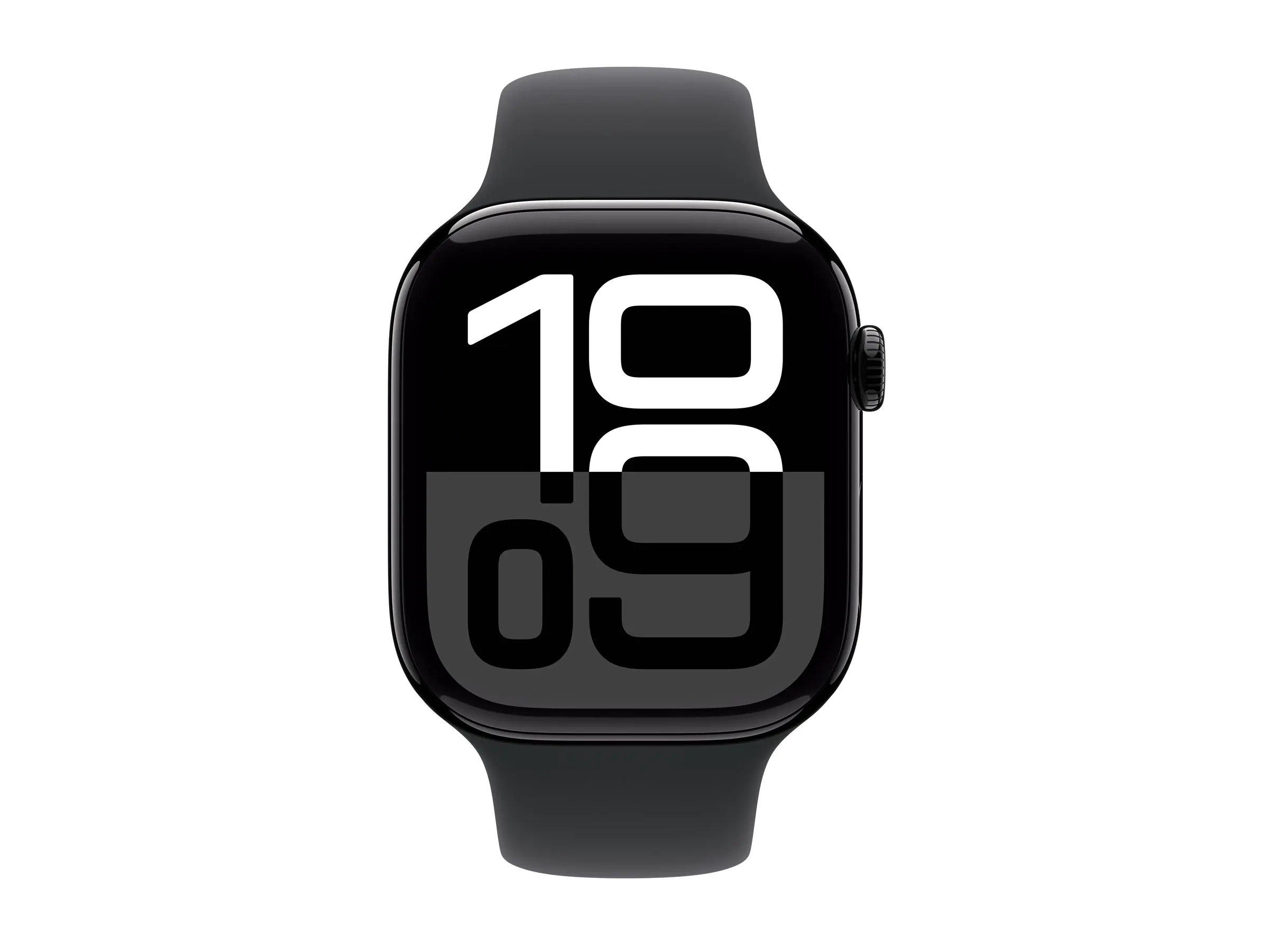 Apple Watch Series 10 (GPS) - 46 mm - Jet Black Aluminium - intelligente Uhr mit Sportband - Flouroelastomer - schwarz - Bandgröße: S/M - 64 GB - Wi-Fi 4, UWB, Bluetooth - 36.4 g