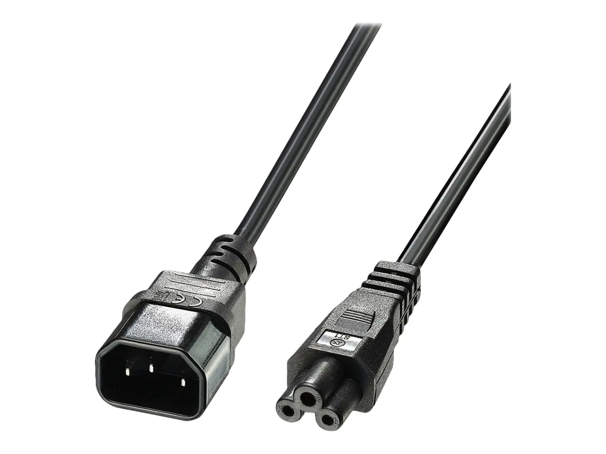 Lindy - Spannungsversorgungs-Verlängerungskabel - IEC 60320 C5 bis IEC 60320 C14 - 1 m - geformt - Schwarz Lindy - Spannungsversorgungs-Verlängerungskabel - IEC 60320 C5 bis IEC 60320 C14 - 1 m - geformt - Schwarz