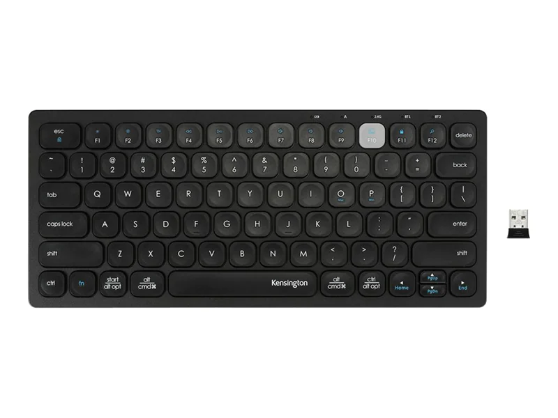 Kensington Multi-Device Dual Wireless Compact Keyboard - Tastatur - kabellos - 2.4 GHz, Bluetooth 3.0, Bluetooth 5.0 - Französisch - Schwarz