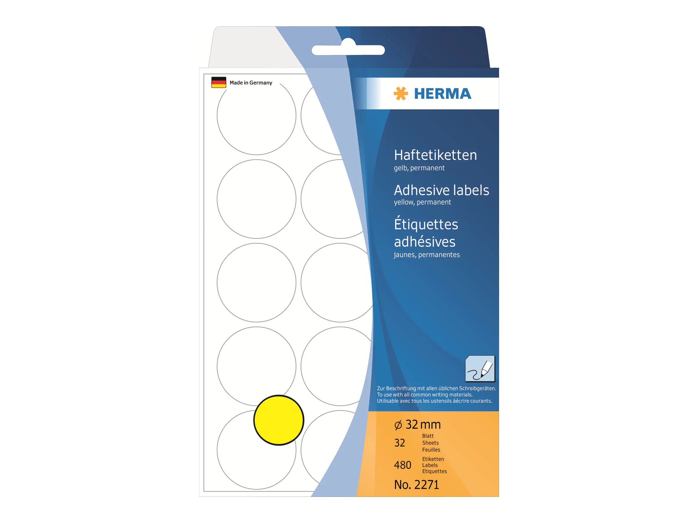 HERMA Markierungspunkt 2271 32mm gelb 480 St./Pack.