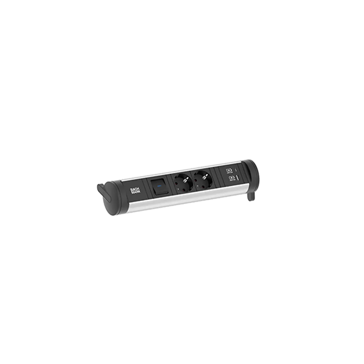 Bachmann CYCLE BASE Steckdosenleiste 2-fach USB A/C-Charger, 0,2m GST18, schwarz, mit Schalter