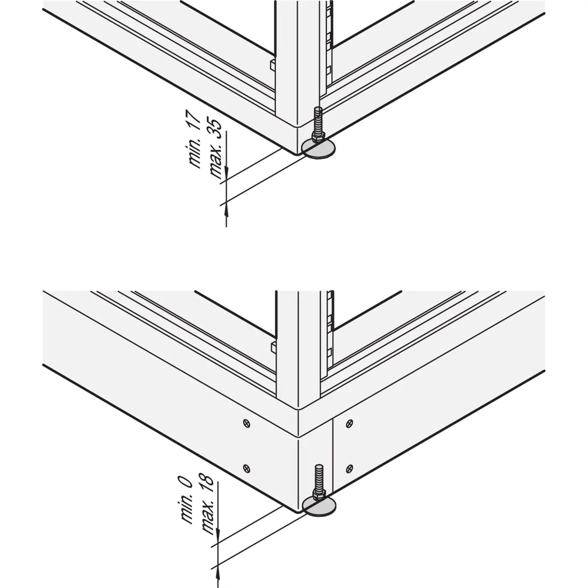 SCHROFF 21101201 19 Zoll Netzwerkschrank-Nivellierfuß