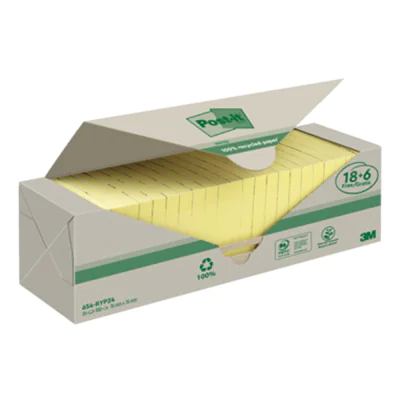 Post-it Haftnotiz Recycling Notes 76 x 76 mm (B x H) gelb 100 Bl./Block 24 Block/Pack. Post-it Haftnotiz Recycling Notes 76 x 76 mm (B x H) gelb 100 Bl./Block 24 Block/Pack.