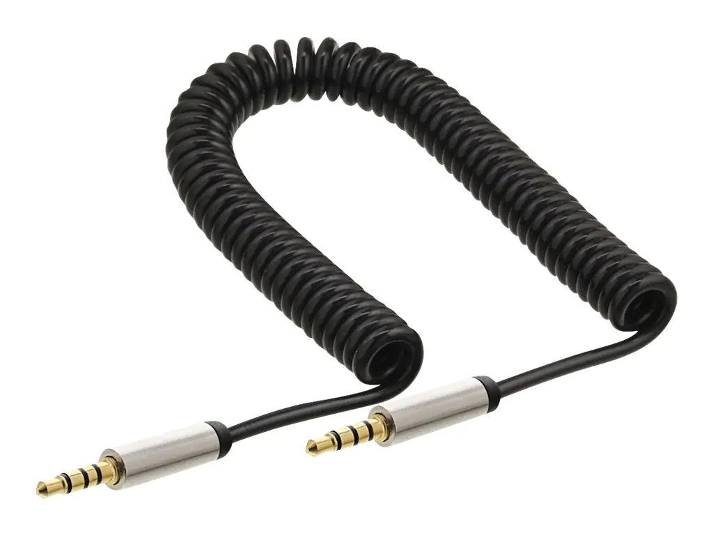 InLine Slim - Audiokabel - 4-poliger Mini-Stecker Stecker zu 4-poliger Mini-Stecker Stecker - 50 cm - Schwarz - gewickelt