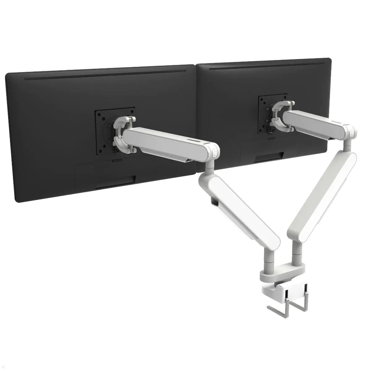 Bachmann ZG2 MONITORARM DUAL mit Tischklemme bis 30 Zoll, Aluminium weiß