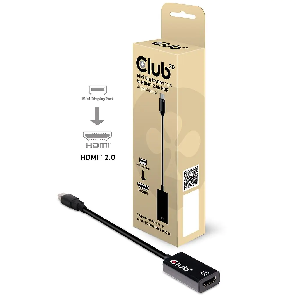 Club 3D Mini DisplayPort 1.4 auf HDMI 2.0a HDR Aktiver Adapter CAC-1180