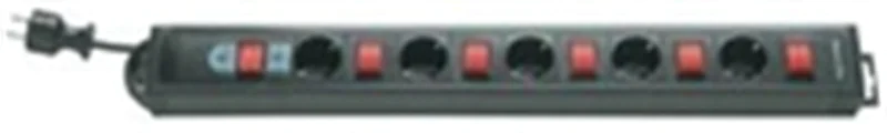 REV Ritter REV 5 sockets w. individual s., 3,7m, 250 V, 16 A, 3500 W, Schwarz, 3,7 m, 590 x 43 x 67 mm 0014503513
