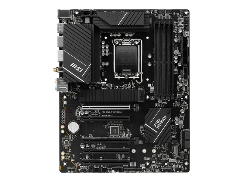MSI PRO B760-P WIFI DDR4 - Motherboard - ATX - LGA1700-Sockel - B760 Chipsatz - USB 3.2 Gen 1, USB 3.2 Gen 2, USB-C 3.2 Gen2, USB-C 3.2 Gen 1 - 2.5 Gigabit LAN, Bluetooth, Wi-Fi - HD Audio (8-Kanal) MSI PRO B760-P WIFI DDR4 - Motherboard - ATX - LGA1700-Sockel - B760 Chipsatz - USB 3.2 Gen 1, USB 3.2 Gen 2, USB-C 3.2 Gen2, USB-C 3.2 Gen 1 - 2.5 Gigabit LAN, Bluetooth, Wi-Fi - HD Audio (8-Kanal)