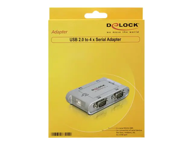 DeLock USB 2.0 to 4 port serial HUB - Serieller Adapter - USB 2.0 - RS-232 x 4 DeLock USB 2.0 to 4 port serial HUB - Serieller Adapter - USB 2.0 - RS-232 x 4
