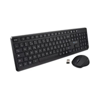 V7 CKW350FR - Tastatur-und-Maus-Set - full size - kabellos - 2.4 GHz - AZERTY - Französisch - Schwarz