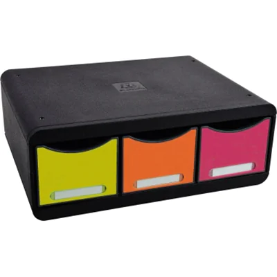 Exacompta Schubladenbox Toolbox Maxi 3 Schubladen Polystyrol Gehäusefarbe: schwarz Farbe der Schublade: harlekin Exacompta Schubladenbox Toolbox Maxi 3 Schubladen Polystyrol Gehäusefarbe: schwarz Farbe der Schublade: harlekin
