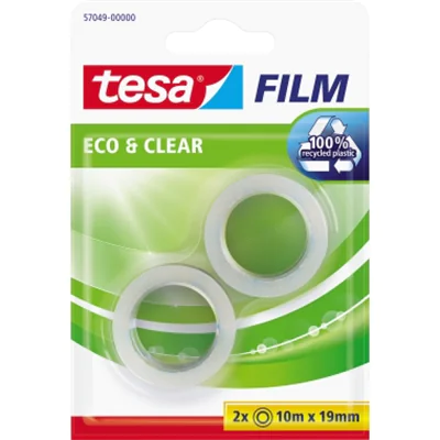 tesa® Klebefilm Eco & Clear 19 mm x 10 m (B x L) einseitig klebend Polypropylen, 100 % recycelt transparent 2 St./Pack. tesa® Klebefilm Eco & Clear 19 mm x 10 m (B x L) einseitig klebend Polypropylen, 100 % recycelt transparent 2 St./Pack.