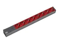 Bachmann Protection - Steckdosenleiste (Rack - einbaufähig) - Eingabe, Eingang IEC 60320 C14 - Ausgangsanschlüsse: 8 (CEE 7/4) - 1U - 48.3 cm (19") - 2 m Schnur - Deutschland - Rot, Schwarz Aluminium