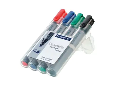 STAEDTLER Lumocolor - Marker - für Flipchart - Schwarz, Rot, Blau, Grün - wasserbasierte Tinte - 2-5 mm (Packung mit 4) 356 B WP4