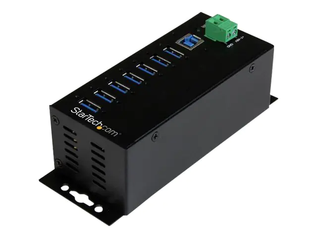 StarTech HB30A7AME USB 3.0 Hub (7-Port, Din-Rail, Industrielle Anwendung, externes Netzteil, Uberspannungsschutz, ESD, 350 W, 15 kV) - Hub - 7 x USB 3.2 Gen 1 - an DIN-Schiene montierbar, wandmontierbar - TAA-konform - für P/N: ITB20D3250 StarTech HB30A7AME USB 3.0 Hub (7-Port, Din-Rail, Industrielle Anwendung, externes Netzteil, Uberspannungsschutz, ESD, 350 W, 15 kV) - Hub - 7 x USB 3.2 Gen 1 - an DIN-Schiene montierbar, wandmontierbar - TAA-konform - für P/N: ITB20D3250