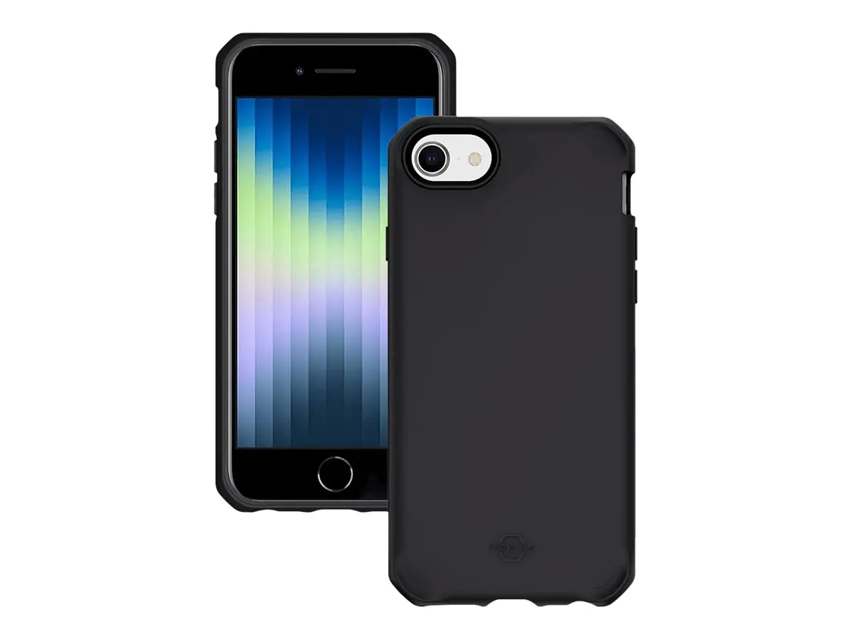 Mobilis SPECTRUM - Hintere Abdeckung für Mobiltelefon - widerstandsfähig - recycelt, antimikrobiell - Impacthane - Schwarz - für Apple iPhone 7, 8, SE (2. Generation), SE (3rd generation)