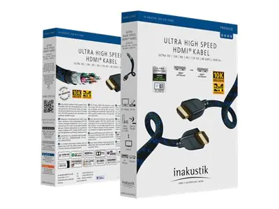 in-akustik Premium - Ultra High Speed - HDMI-Kabel mit Ethernet - HDMI männlich zu HDMI männlich - 3 m - Dreifachisolierung - Schwarz/Blau - 10K120Hz (10240x4320) 00423530