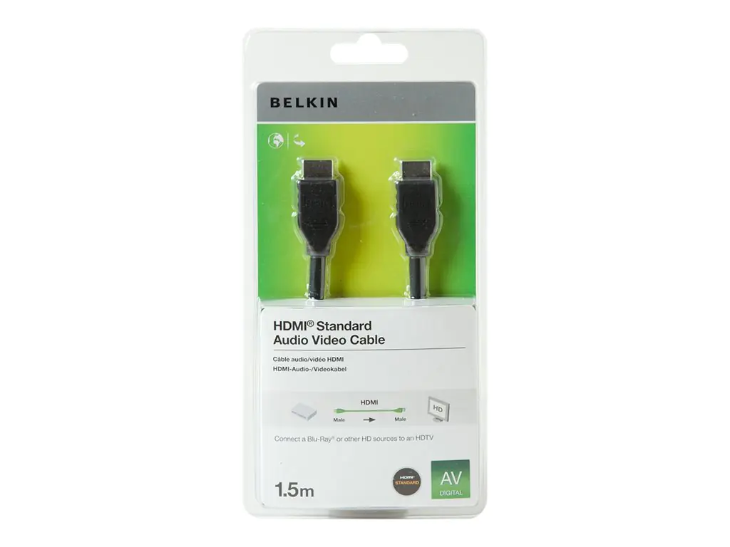 Belkin Standard - HDMI-Kabel - HDMI (M) bis HDMI (M) - 1.5 m - Doppelisolierung - Schwarz - 4K Unterstützung Belkin Standard - HDMI-Kabel - HDMI (M) bis HDMI (M) - 1.5 m - Doppelisolierung - Schwarz - 4K Unterstützung