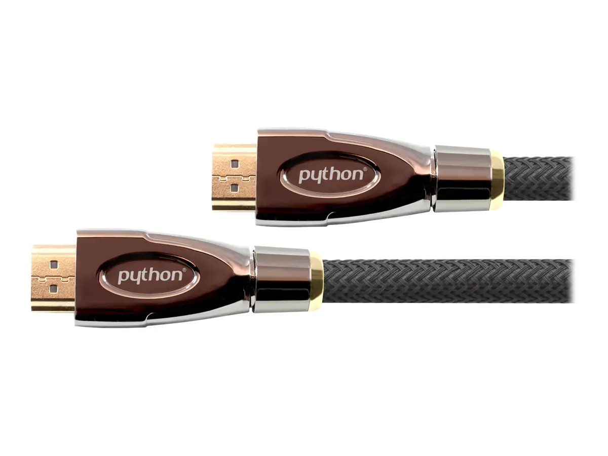 PYTHON - HDMI mit Ethernetkabel - HDMI (M) bis HDMI (M) - 5 m - Dreifachisolierung - Schwarz