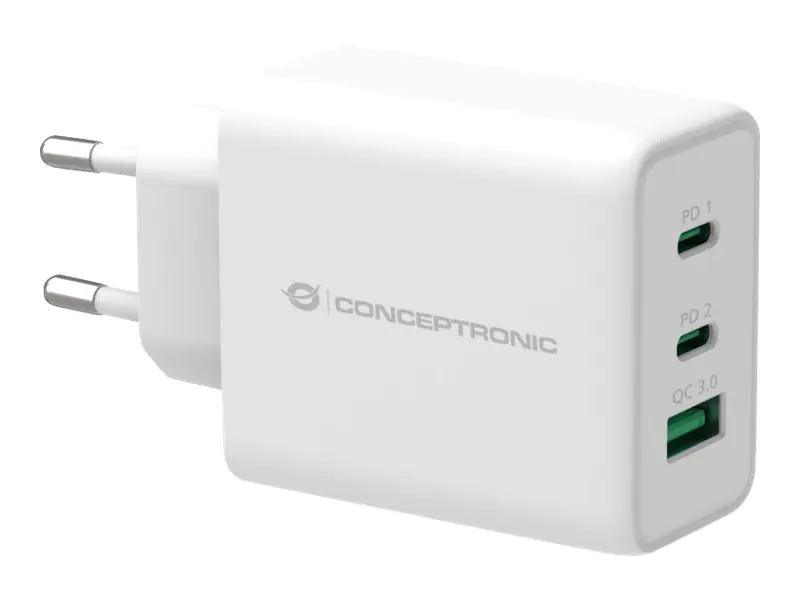 Conceptronic ALTHEA12W 3-Port 65W GaN USB PD Charger - Netzteil - 65 Watt - 5 A (USB, 2 x USB-C)