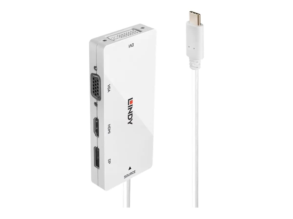 LINDY USB 3.1 Type C to Multi-AV Converter - Dockingstation - USB-C 3.1 - VGA, DVI, HDMI, DP