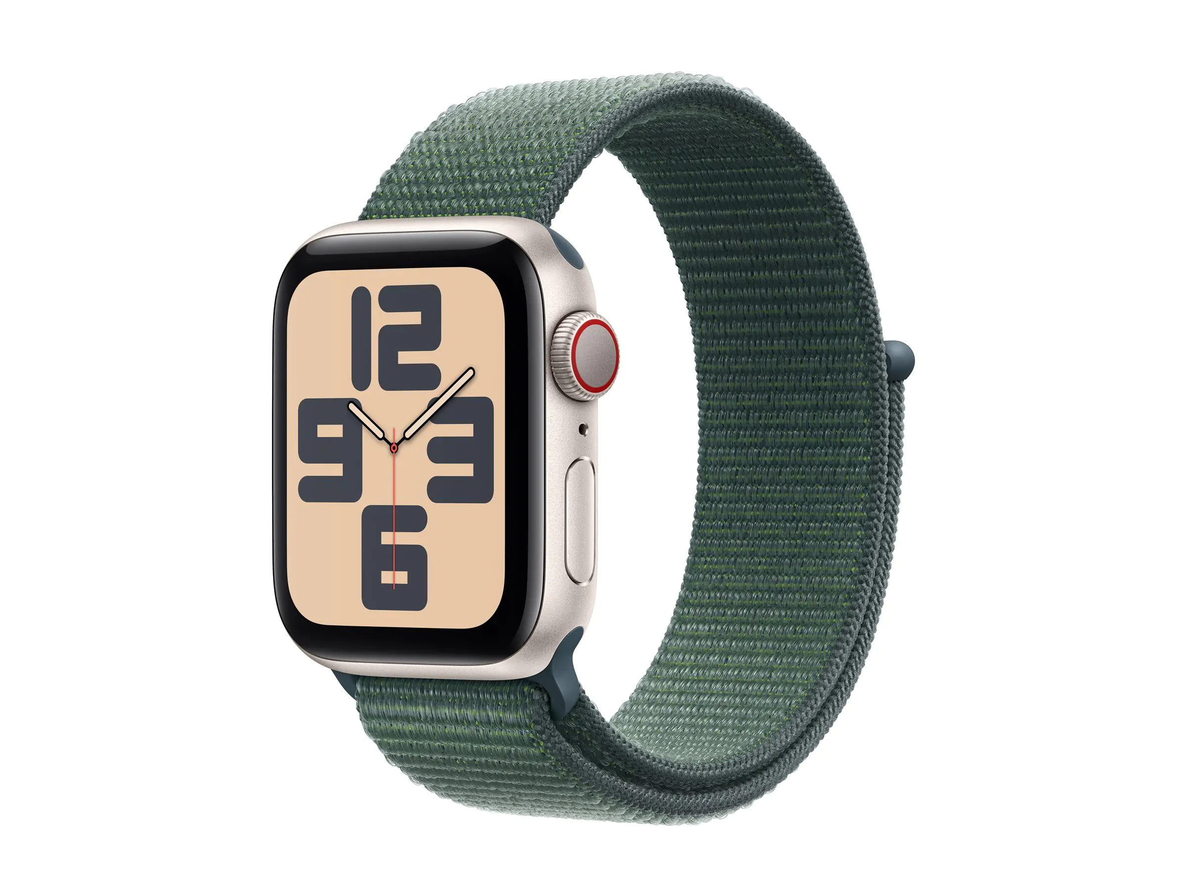 Apple Watch SE (GPS + Cellular) - 40 mm - Starlight Aluminium - intelligente Uhr mit Sportschleife - weiches, zweilagiges Nylon - seegrün - Handgelenkgröße: 130-200 mm - 32 GB - LTE, Wi-Fi 4, Bluetooth - 4G - 27.8 g Apple Watch SE (GPS + Cellular) - 40 mm - Starlight Aluminium - intelligente Uhr mit Sportschleife - weiches, zweilagiges Nylon - seegrün - Handgelenkgröße: 130-200 mm - 32 GB - LTE, Wi-Fi 4, Bluetooth - 4G - 27.8 g