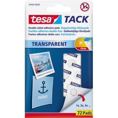 Tesa TACK - Montagekleber - durchsichtig - nicht permanent (Packung mit 72) 59408-00000-00
