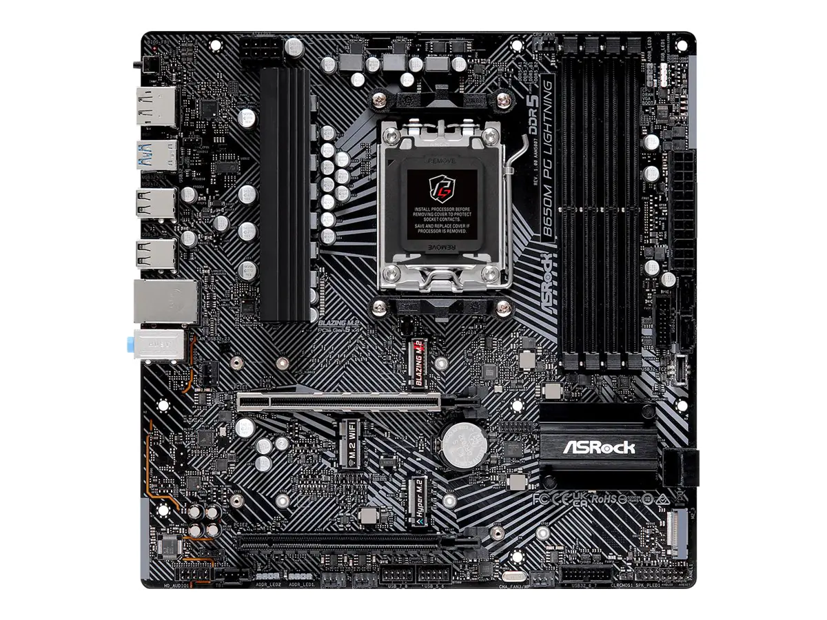 ASRock B650M PG Lightning - Motherboard - micro ATX - Socket AM5 - AMD B650 Chipsatz - USB-C 3.2 Gen2, USB 3.2 Gen 2, USB 3.2 Gen 1, USB-C 3.2 Gen 1 - 2.5 Gigabit LAN - Onboard-Grafik (CPU erforderlich) - HD Audio (8-Kanal)