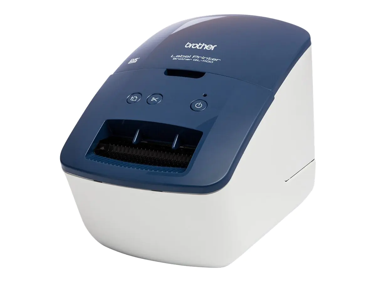 Brother QL-600B - Etikettendrucker - Thermodirekt - Rolle (6,2 cm) - 300 x 300 dpi - bis zu 71 mm/Sek. - USB 2.0 - Blue-White