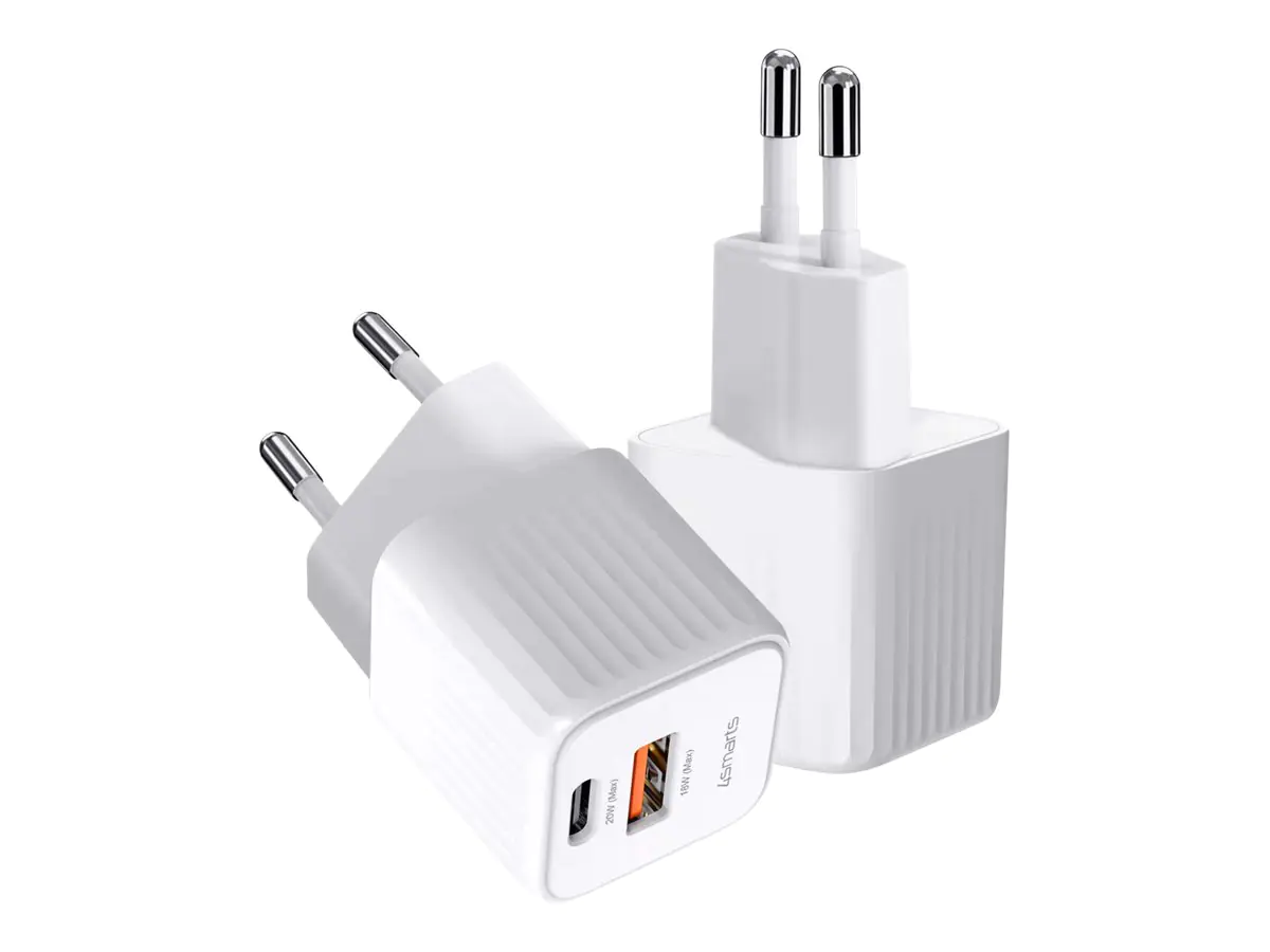 4smarts VoltPlug Mini - Netzteil - 20 Watt - 3 A - PD/PPS, PD 3.0, QC 3.0, Fast Charge, HiSilicon Fast Charging, AFC - 2 Ausgabeanschlussstellen (USB, USB-C) 540122
