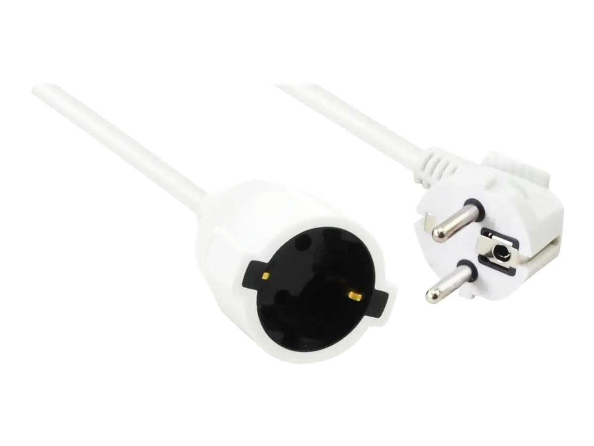 Helos - Spannungsversorgungs-Verlängerungskabel - power CEE 7/7 (M) gewinkelt zu power CEE 7/7 (W) gerade - 250 V - 16 A - 3 m - weiß