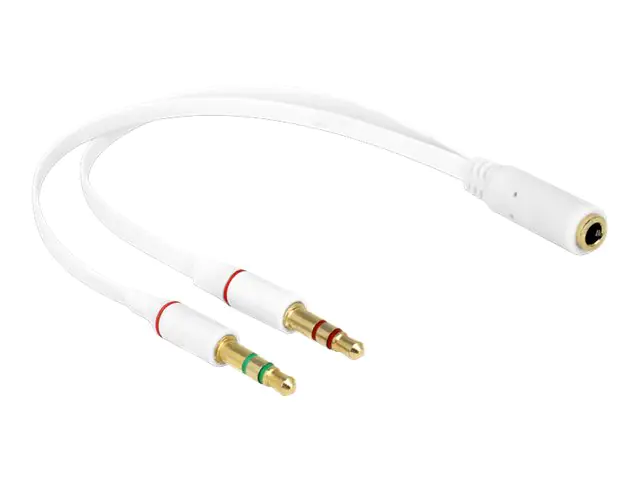 Delock - Headsetadapter - mini-phone stereo 3.5 mm männlich zu 4-poliger Mini-Stecker weiblich - 20 cm - weiß Delock - Headsetadapter - mini-phone stereo 3.5 mm männlich zu 4-poliger Mini-Stecker weiblich - 20 cm - weiß