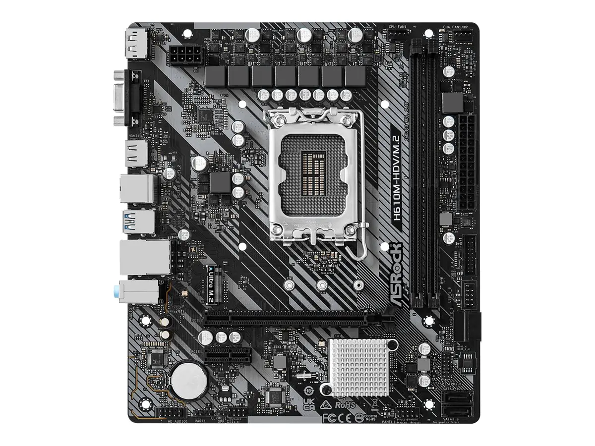 ASRock H610M-HDV/M.2 - 2.0 - Motherboard - micro ATX - LGA1700 Sockel - H610 Chipsatz - USB 3.2 Gen 1 - Gigabit LAN - Onboard-Grafik (CPU erforderlich) 90-MXBJH0-A0UAYZ