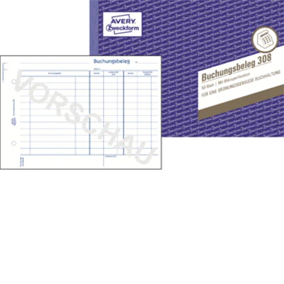 Avery Zweckform Buchungsbeleg 308 DIN A5 quer 50Blatt Avery Zweckform Buchungsbeleg 308 DIN A5 quer 50Blatt