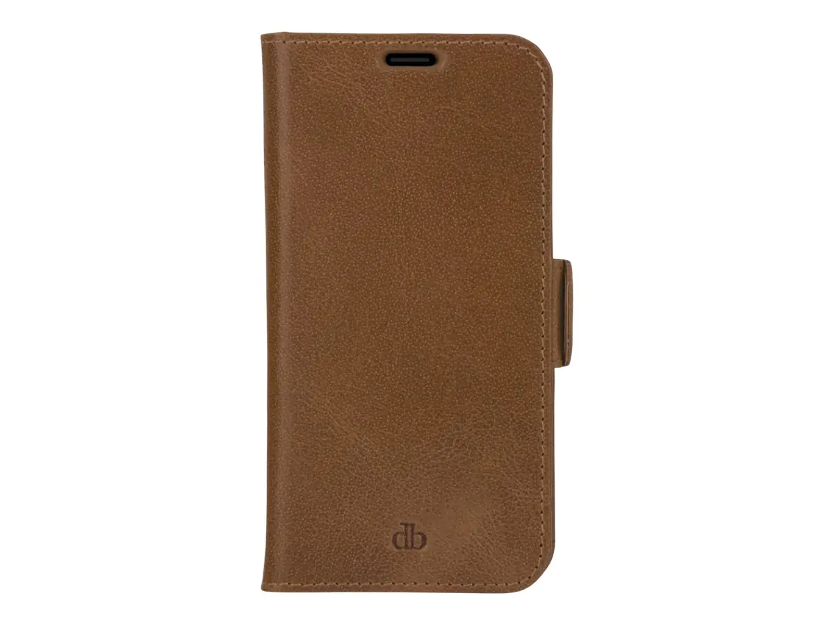 dbramante1928 Copenhagen Slim - Flip-Hülle für Mobiltelefon - genarbtes Leder - Hellbraun - für Apple iPhone 13 mini