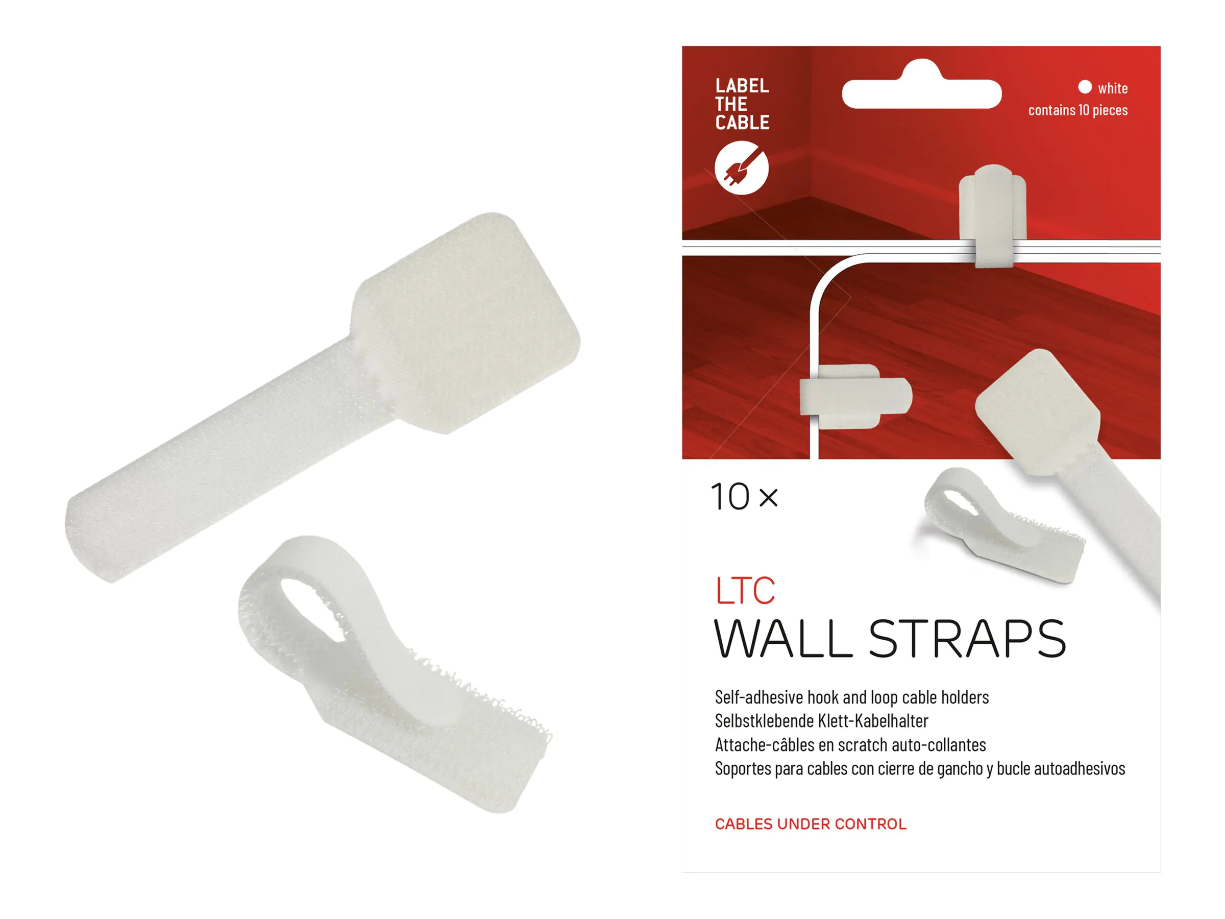 LTC WALL STRAPS - Kabelhalter - Oberfläche montierbar, geeignet für Wandmontage - 9 cm - weiß (Packung mit 10) LTC WALL STRAPS - Kabelhalter - Oberfläche montierbar, geeignet für Wandmontage - 9 cm - weiß (Packung mit 10)